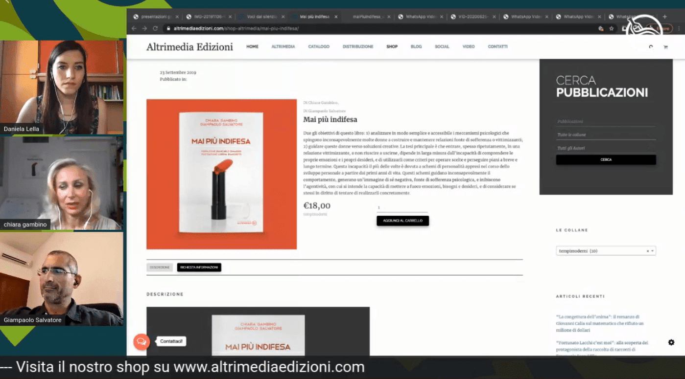 Per la rubrica "Libri e società" presentato in streaming "Mai più indifesa"