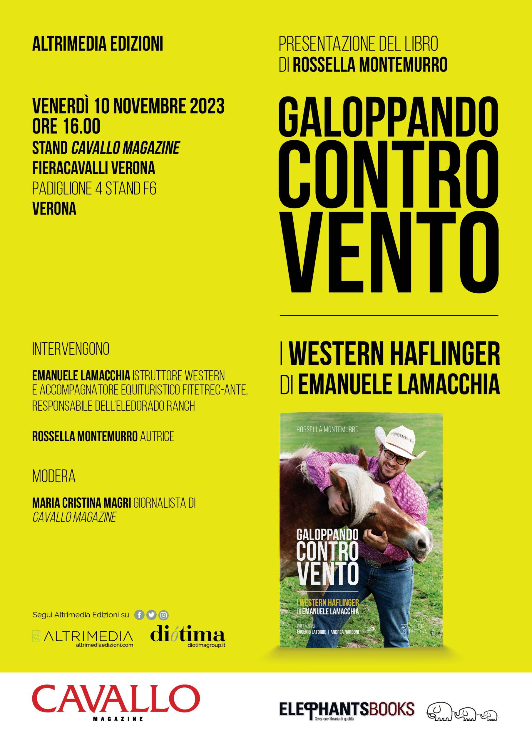 “Galoppando contro vento. I Western Haflinger di Emanuele Lamacchia”, venerdì 10 novembre presentazione del libro di Rossella Montemurro a FieraCavalli Verona